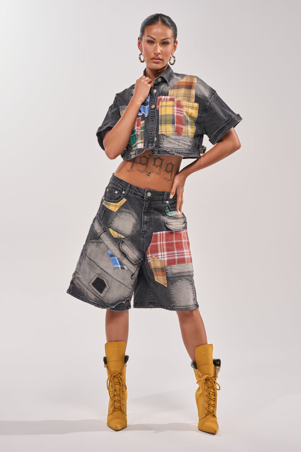 DREA MIXED PLAID BERMUDA SHORT