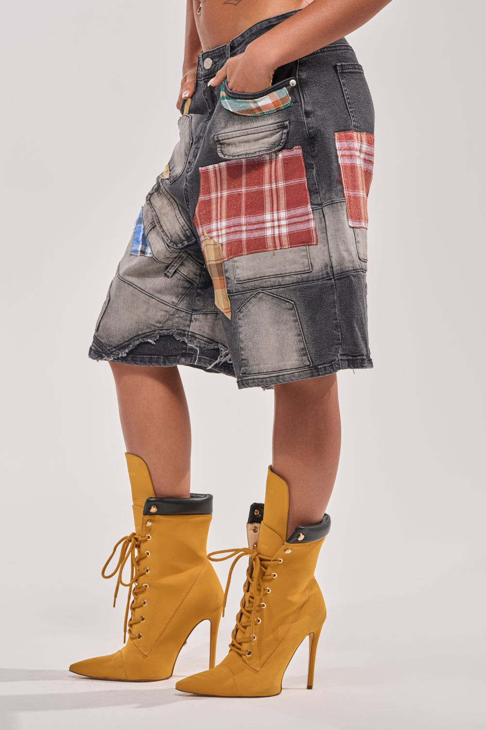 DREA MIXED PLAID BERMUDA SHORT