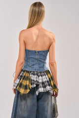 MESS WITH ME PLAID DENIM CORSET