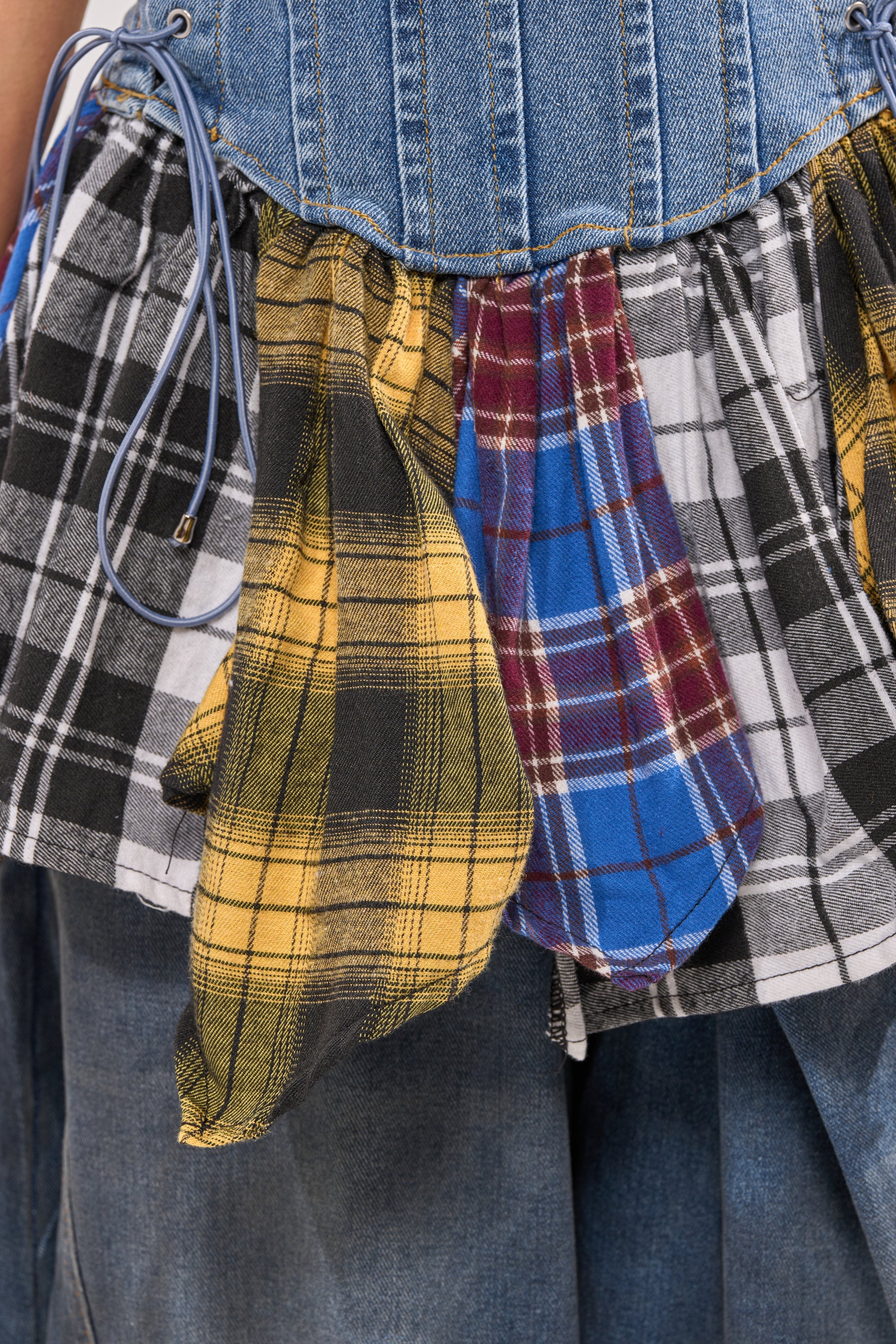 MESS WITH ME PLAID DENIM CORSET