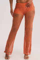 KATE EMBELLISHED MESH PANT IN ORANGE