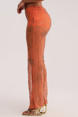 KATE EMBELLISHED MESH PANT IN ORANGE