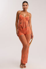 KATE EMBELLISHED MESH TOP IN ORANGE