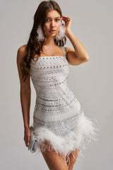SHOWSTOPPER RHINESTONE MINI DRESS IN WHITE