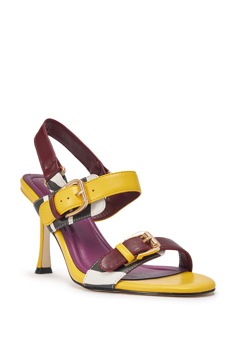 AKIRA GOLD GOLDIE YELLOW MULTI STILETTO SANDAL