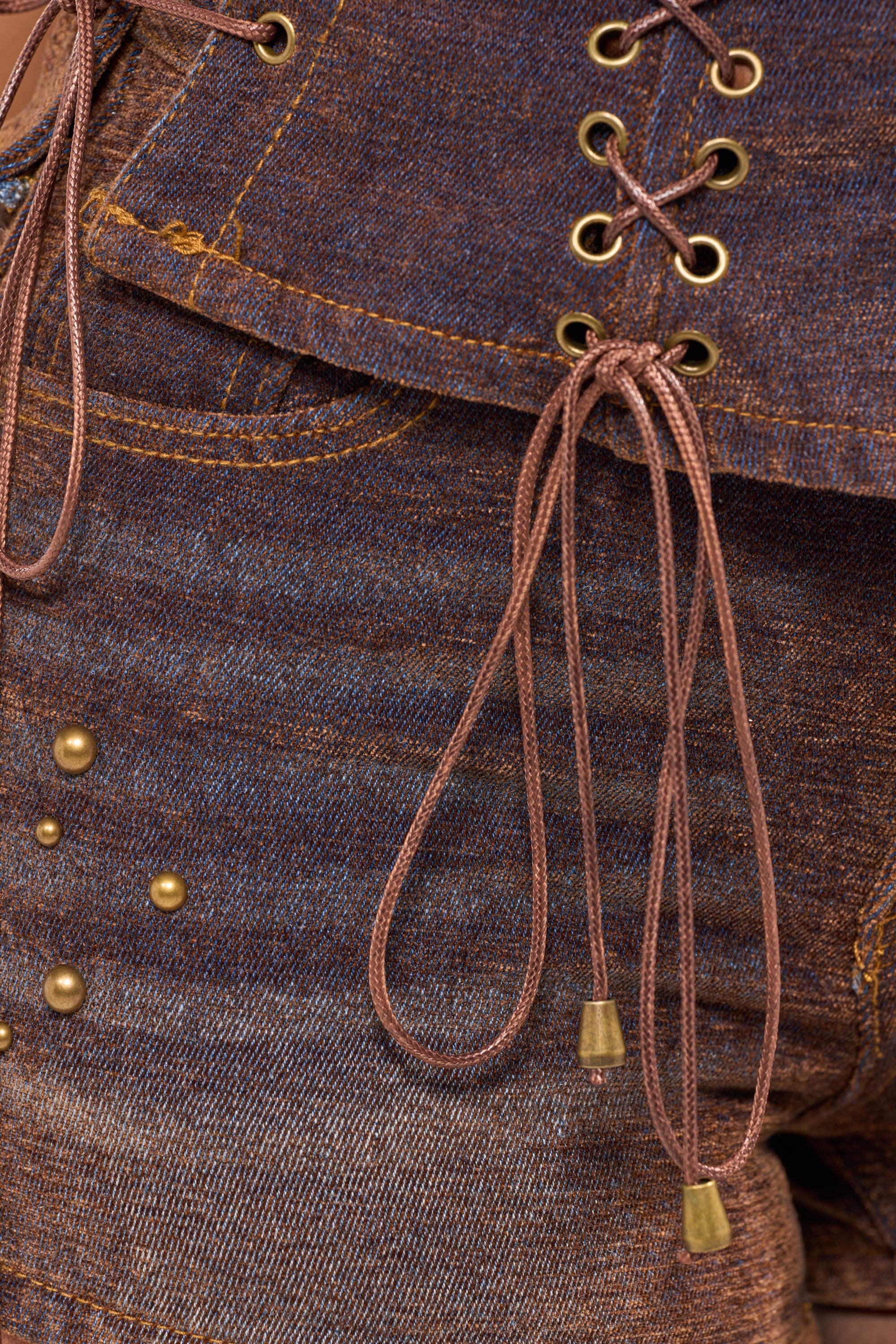 INDIGO STUDDED DENIM CORSET