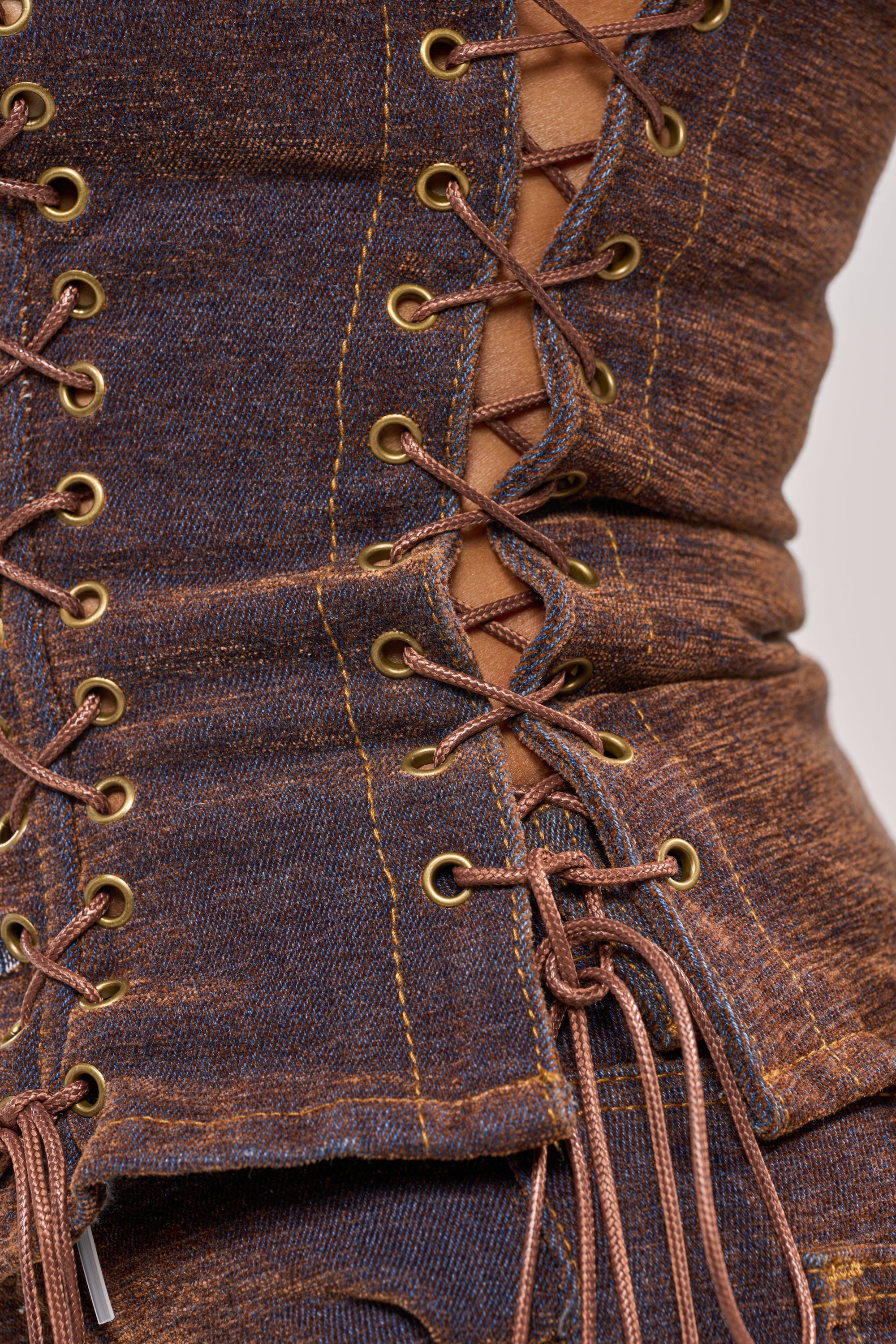INDIGO STUDDED DENIM CORSET