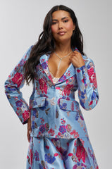 BUY MYSELF FLOWERS BROCADE BLAZER IN BLUE