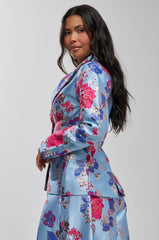 BUY MYSELF FLOWERS BROCADE BLAZER IN BLUE
