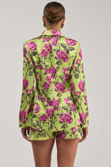 DOZEN ROSES SATIN BLAZER IN CHARTREUSE