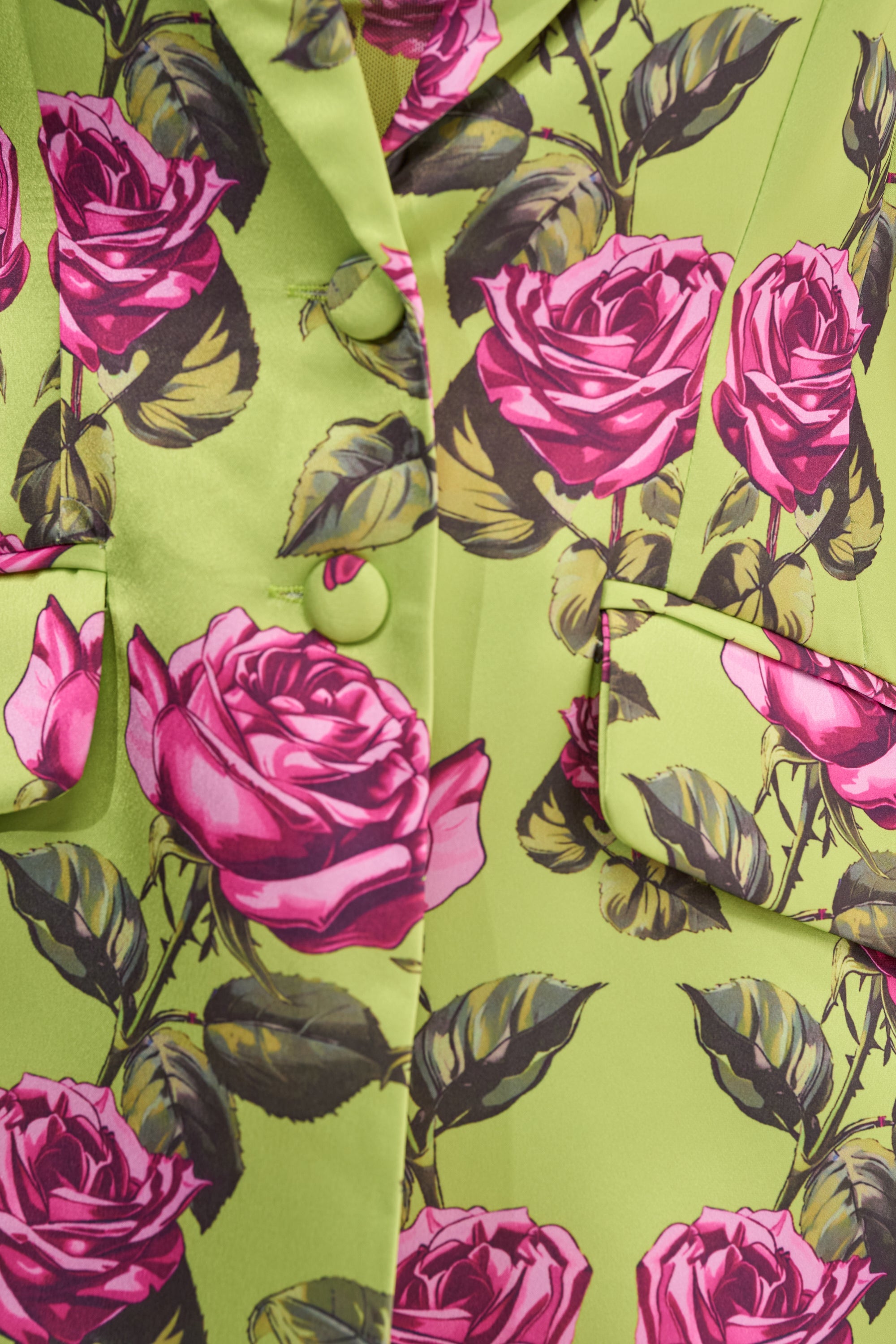 DOZEN ROSES SATIN BLAZER IN CHARTREUSE