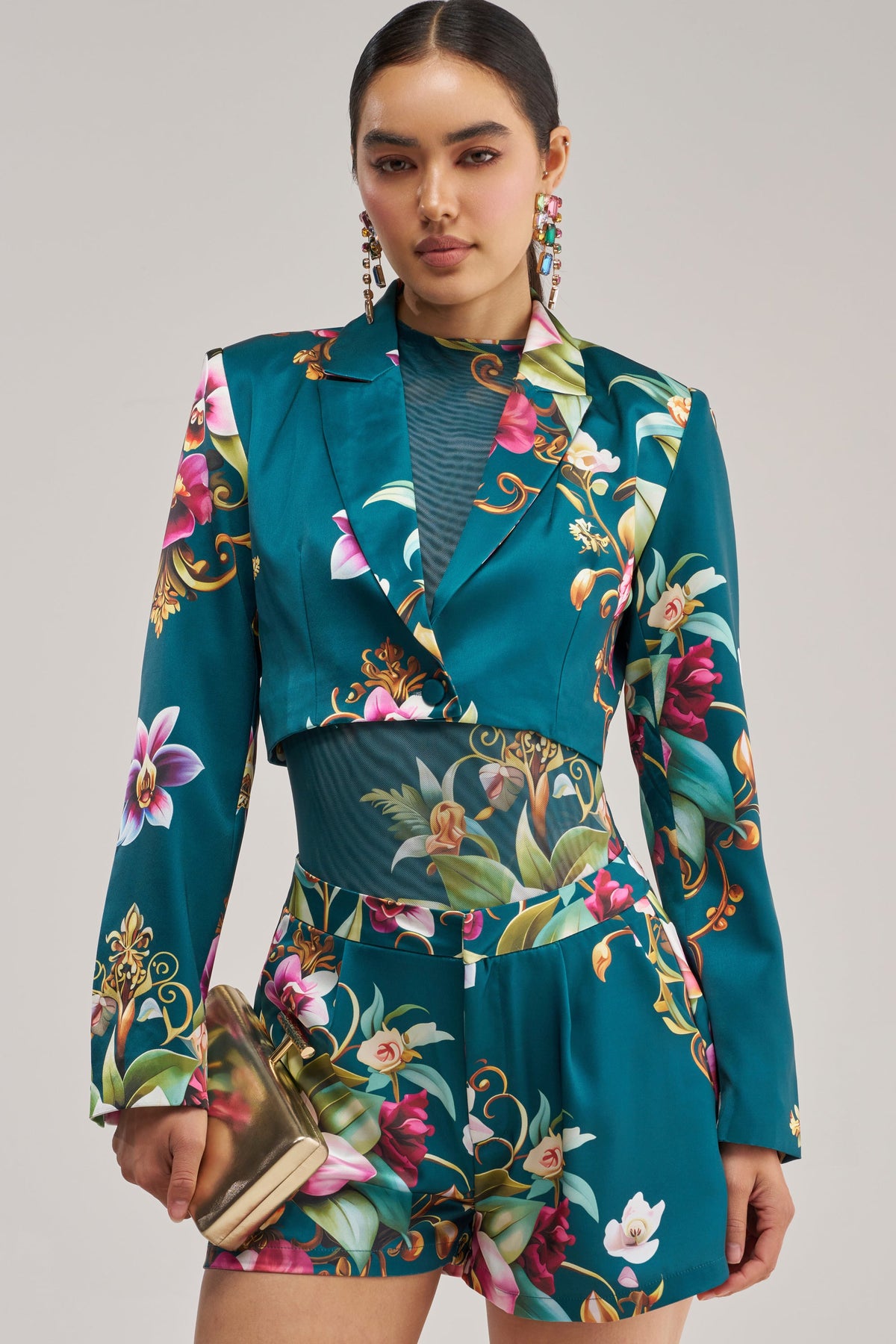 ISLAND TIME CROPPED SATIN BLAZER
