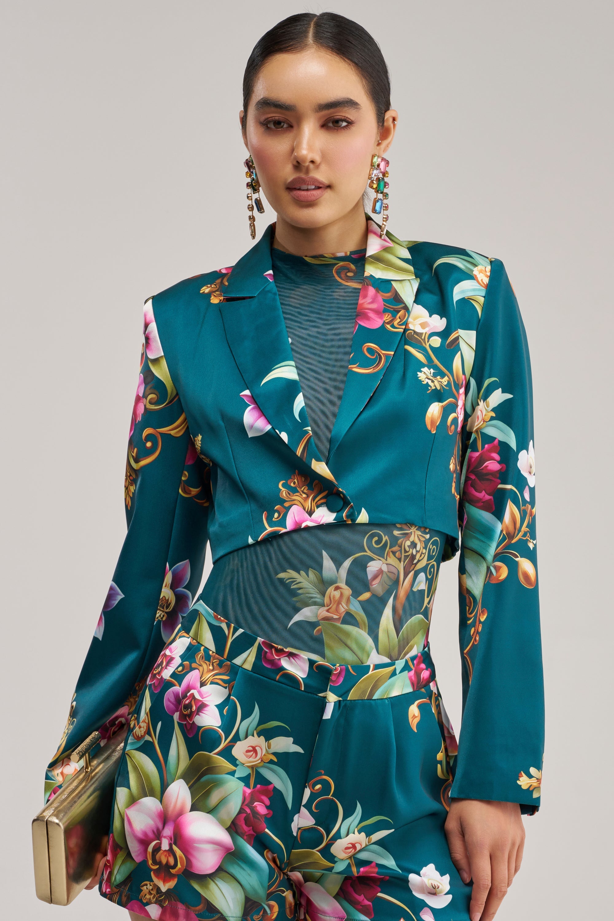 ISLAND TIME CROPPED SATIN BLAZER