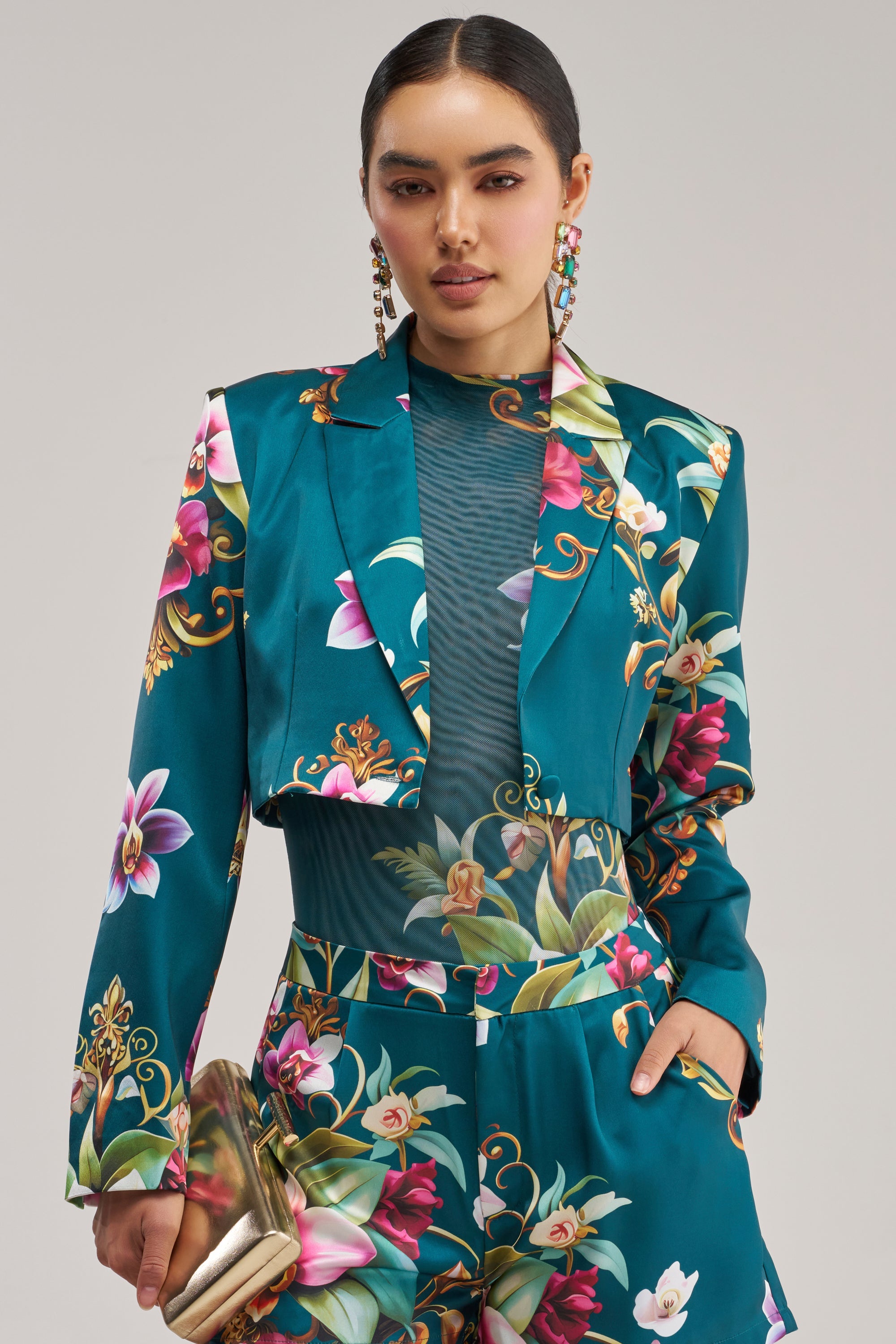 ISLAND TIME CROPPED SATIN BLAZER