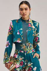 ISLAND TIME CROPPED SATIN BLAZER
