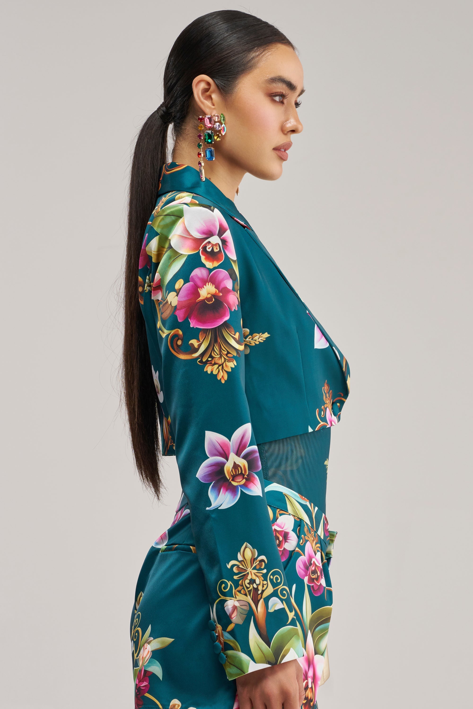 ISLAND TIME CROPPED SATIN BLAZER