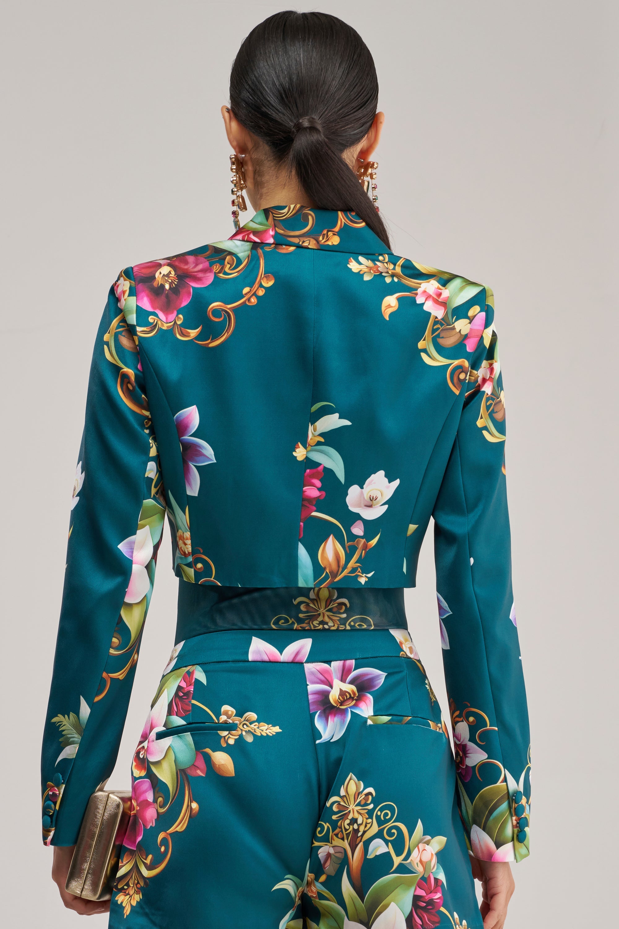 ISLAND TIME CROPPED SATIN BLAZER