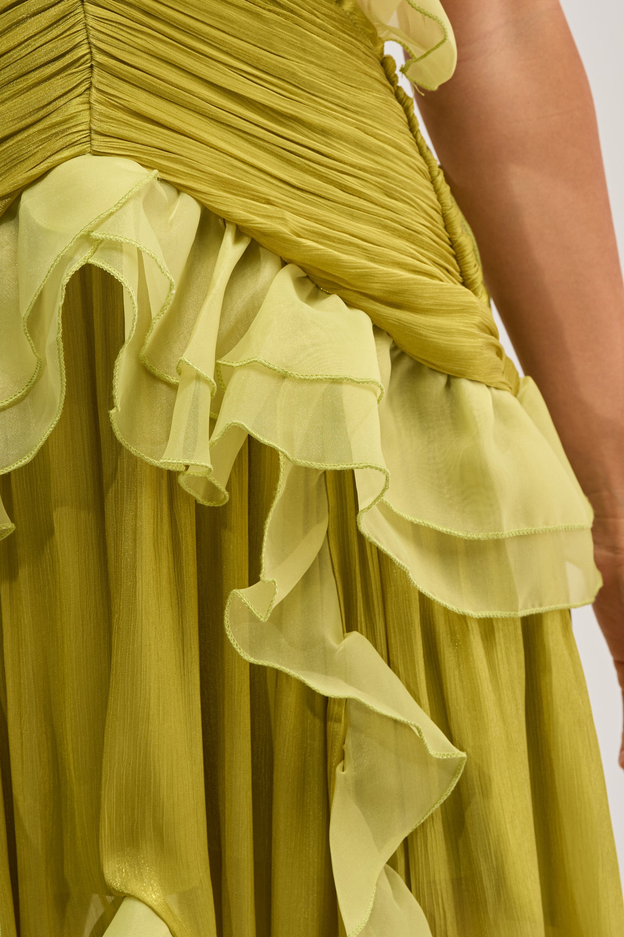 BEAUTIFUL GIRL FLOCKED CHIFFON MAXI DRESS IN GREEN