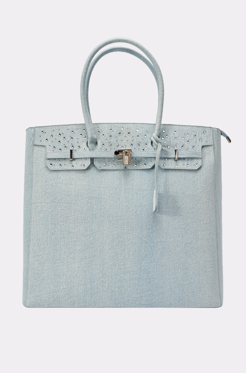 DENIM AND DIAMONDS OVERSIZED TOTE