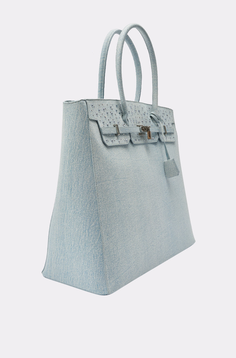 DENIM AND DIAMONDS OVERSIZED TOTE
