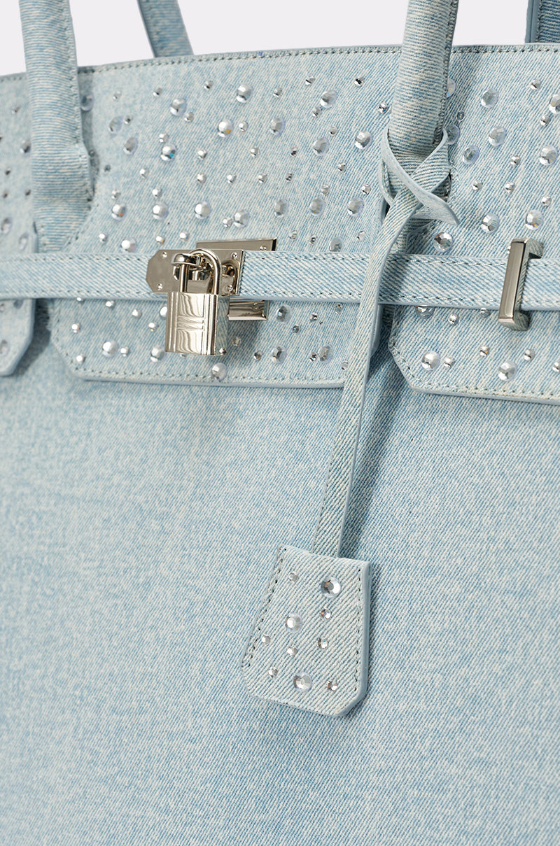 DENIM AND DIAMONDS OVERSIZED TOTE
