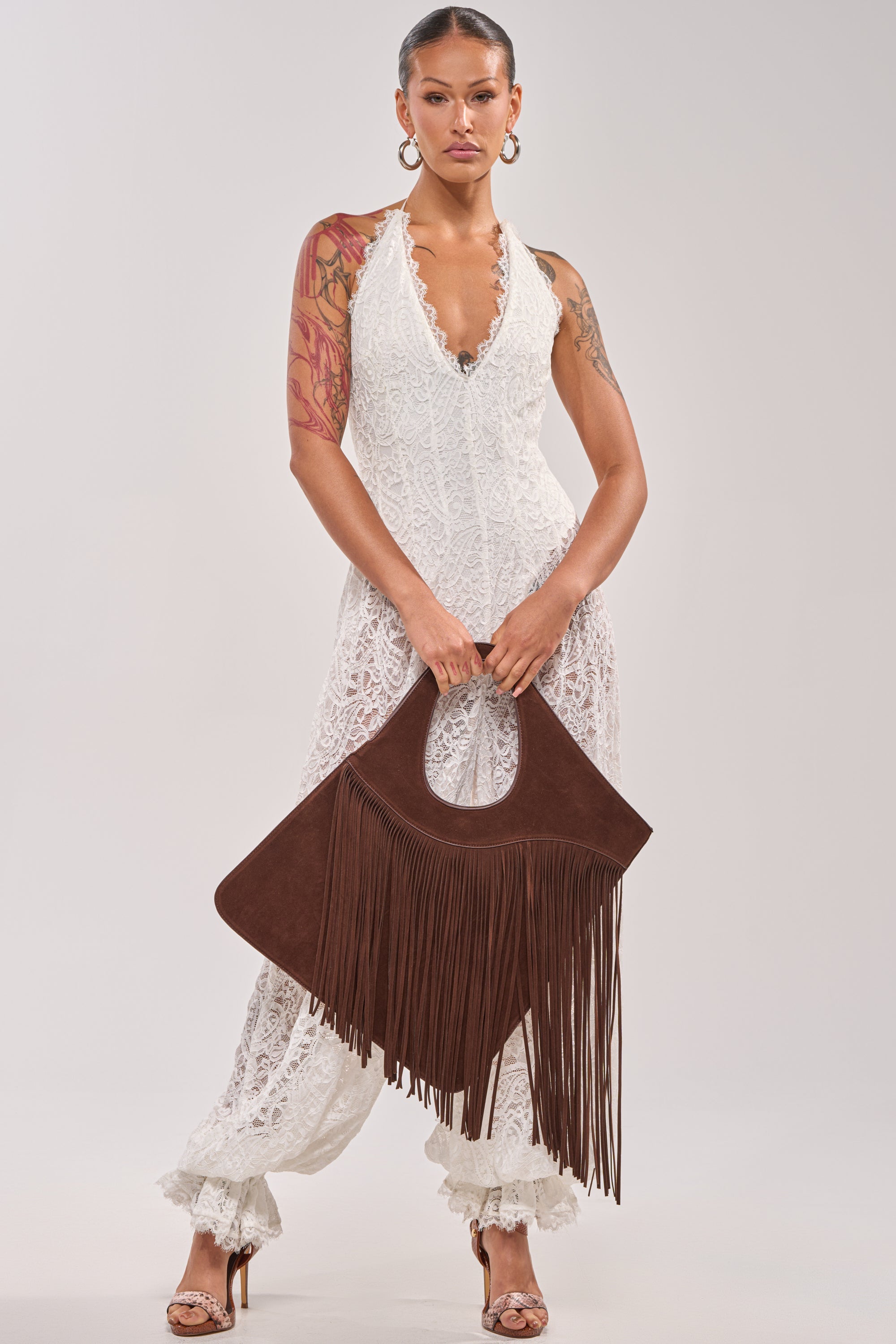 FRINGED OUT SHOULDER PURSE