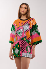HOUSE OF HEARTS SEQUIN TSHIRT DRESS