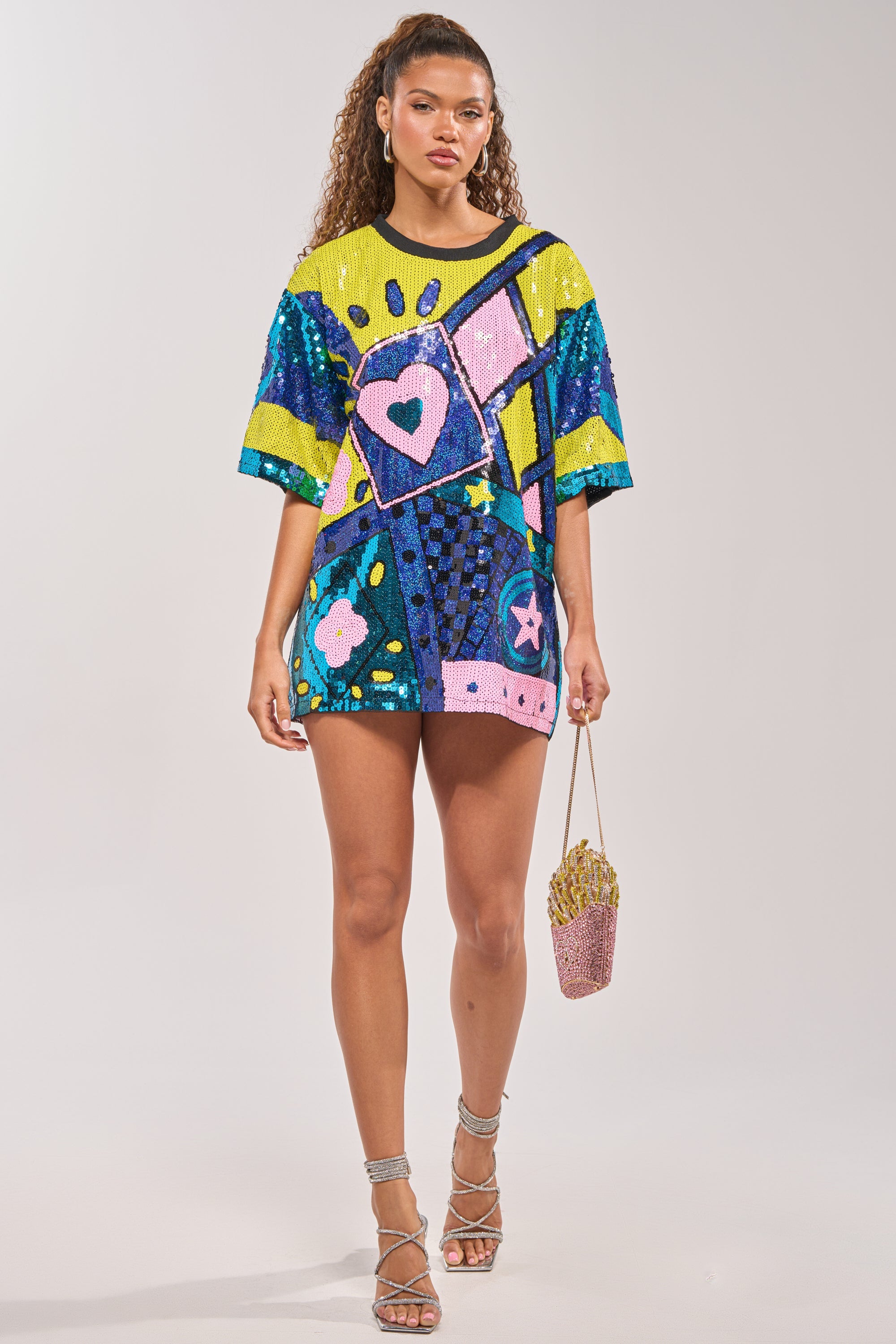 QUEEN OF HEARTS SEQUIN TSHIRT DRESS