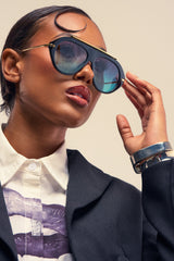 LUXE AIR SUNGLASSES IN BLACK BLUE