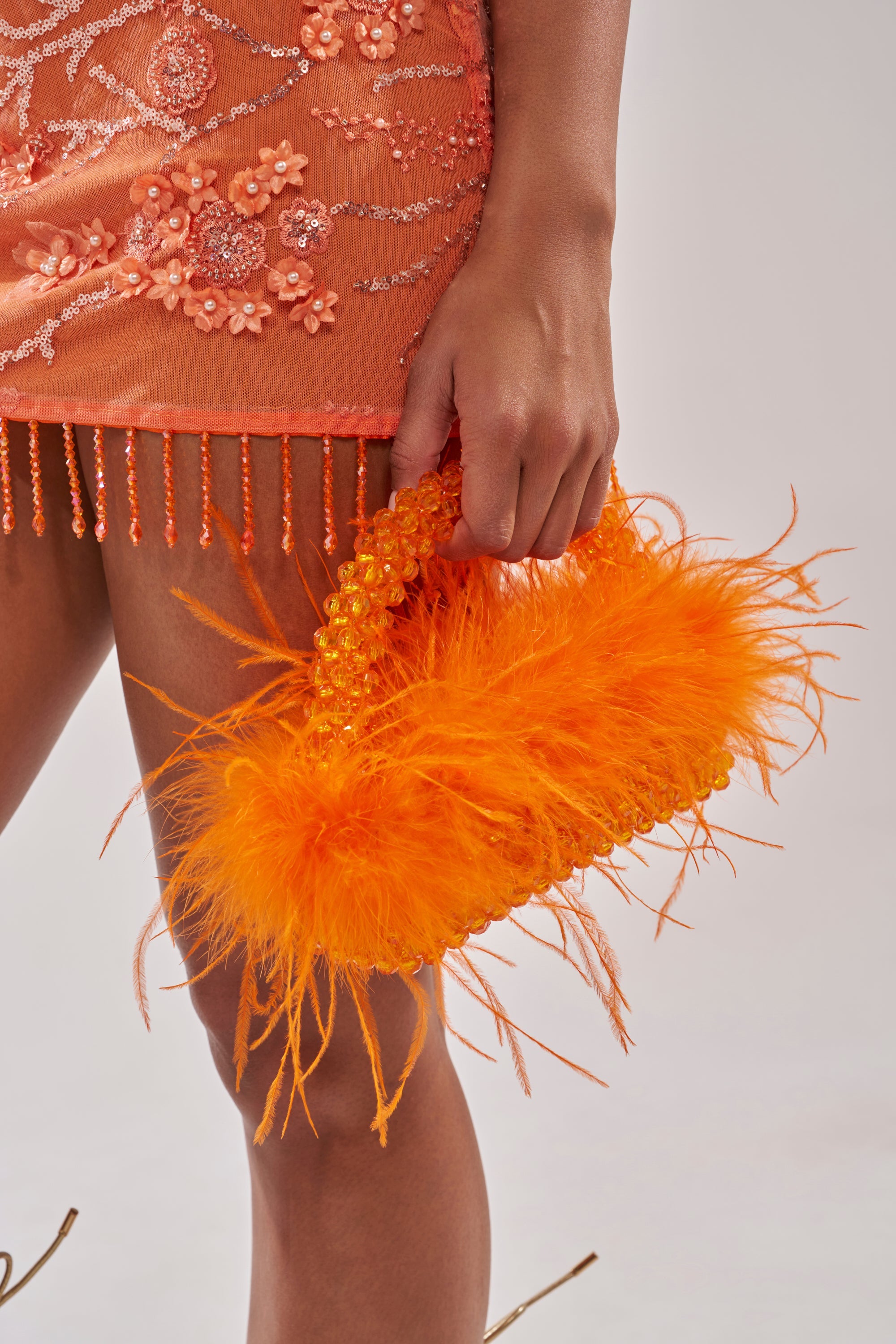 NIGHT OUT BEADED FEATHER BAG