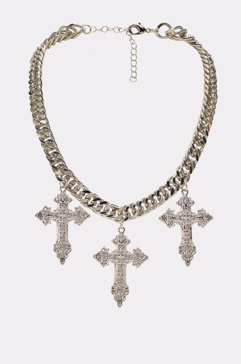 TRIPLE CROSS CHAIN NECKLACE