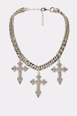 TRIPLE CROSS CHAIN NECKLACE