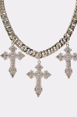 TRIPLE CROSS CHAIN NECKLACE