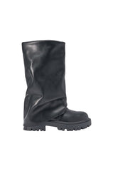 AZALEA WANG HOYT BLACK FLAT RUCHED BOOTIE