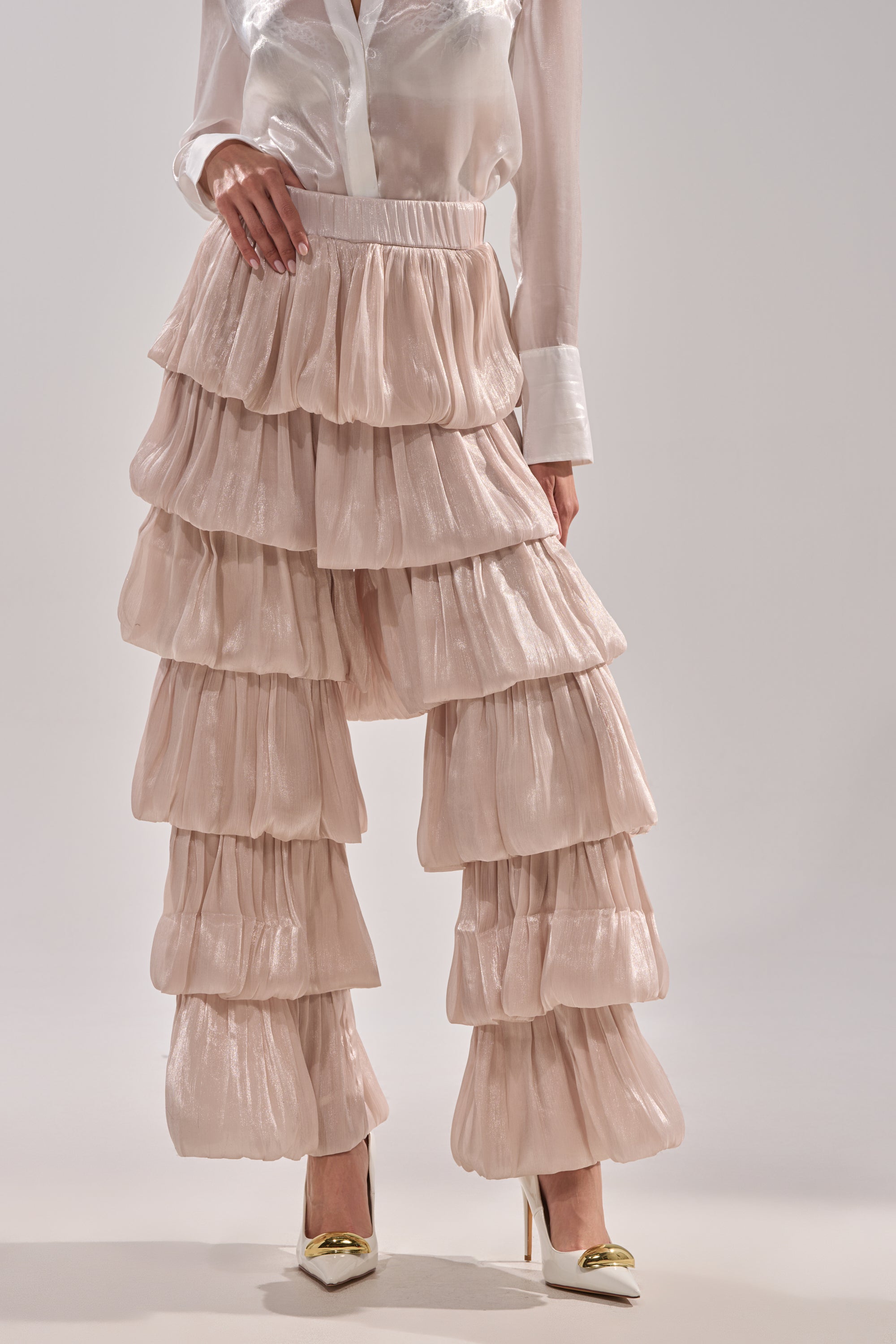 STAR OF THE NIGHT FLOUNCY PANT IN IVORY