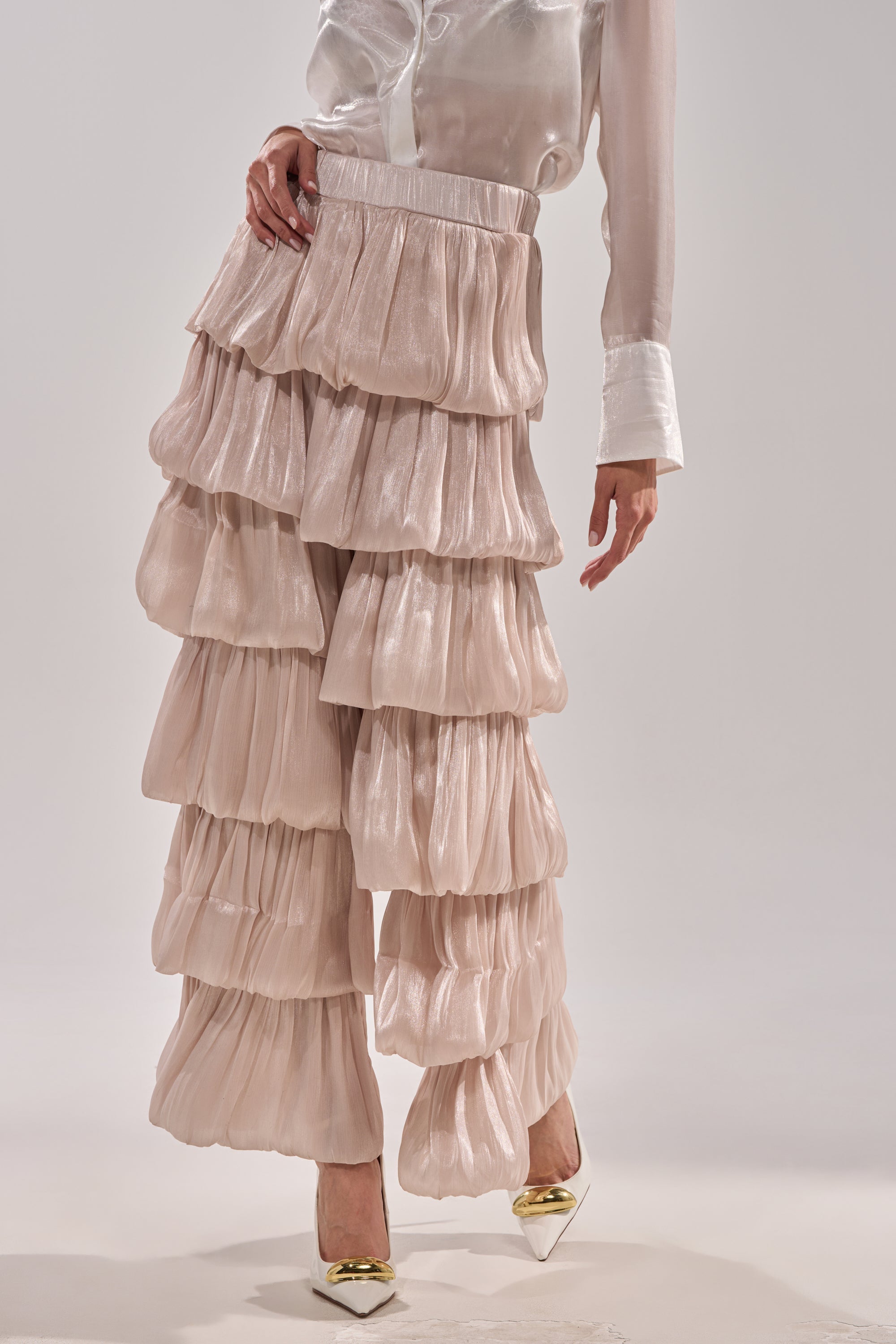 STAR OF THE NIGHT FLOUNCY PANT IN IVORY