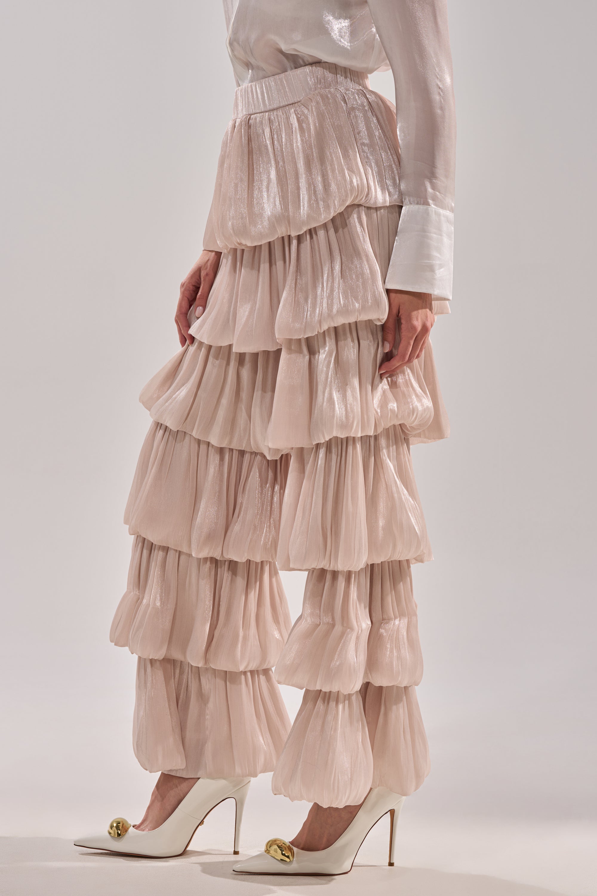 STAR OF THE NIGHT FLOUNCY PANT IN IVORY
