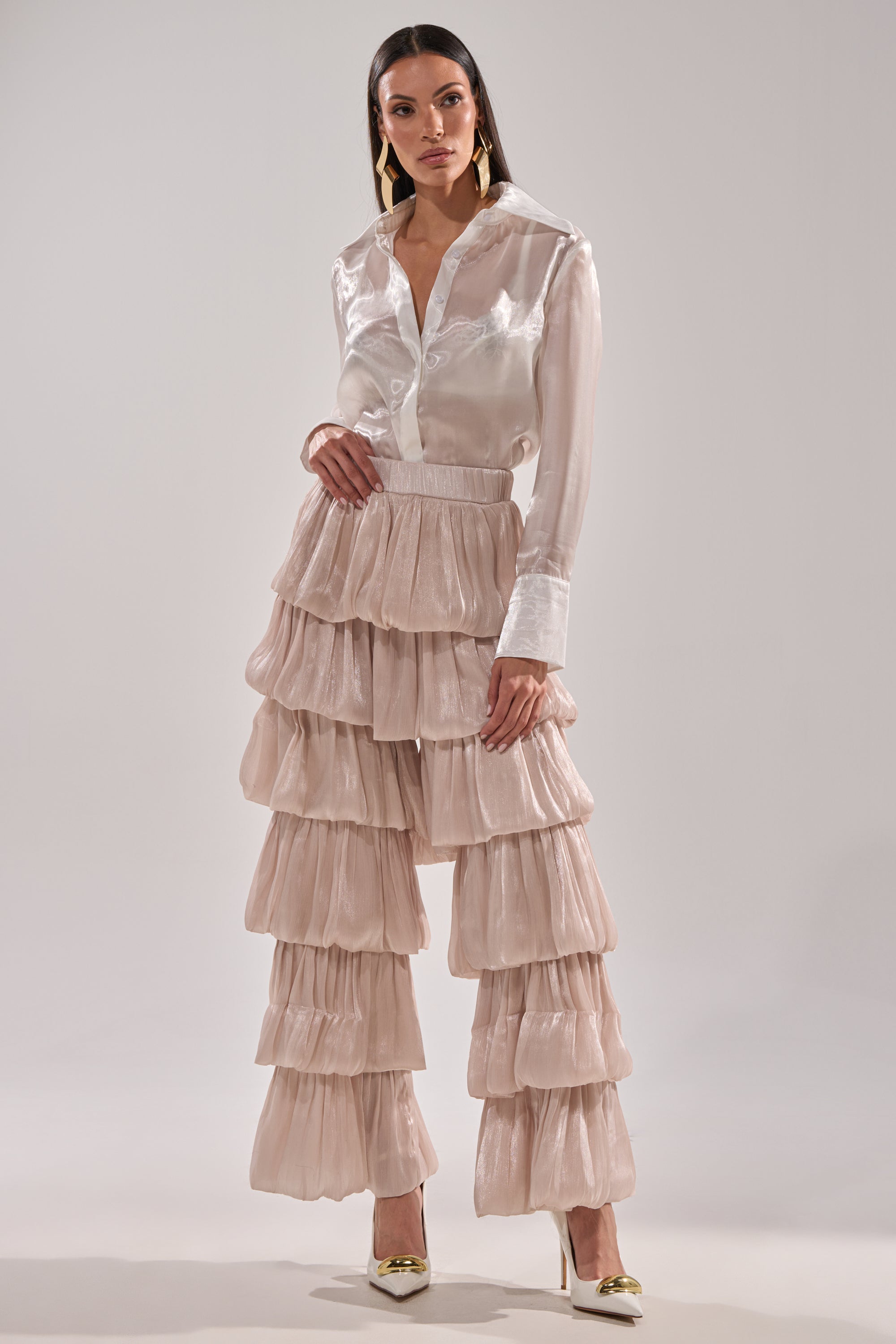 STAR OF THE NIGHT FLOUNCY PANT IN IVORY