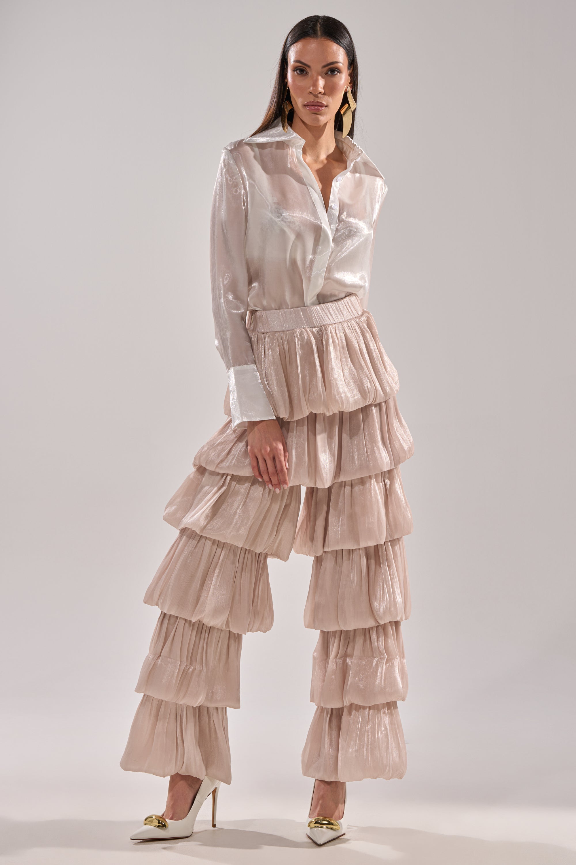 STAR OF THE NIGHT FLOUNCY PANT IN IVORY