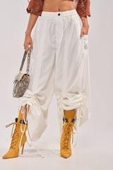 DRAMA RUCHED JOGGER IN WHITE