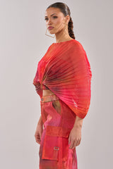 STAINED RED CROPPED BLOUSE
