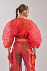 STAINED RED CROPPED BLOUSE