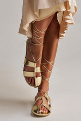 AZALEA WANG ICHIRO GOLD PEEP TOE FLAT