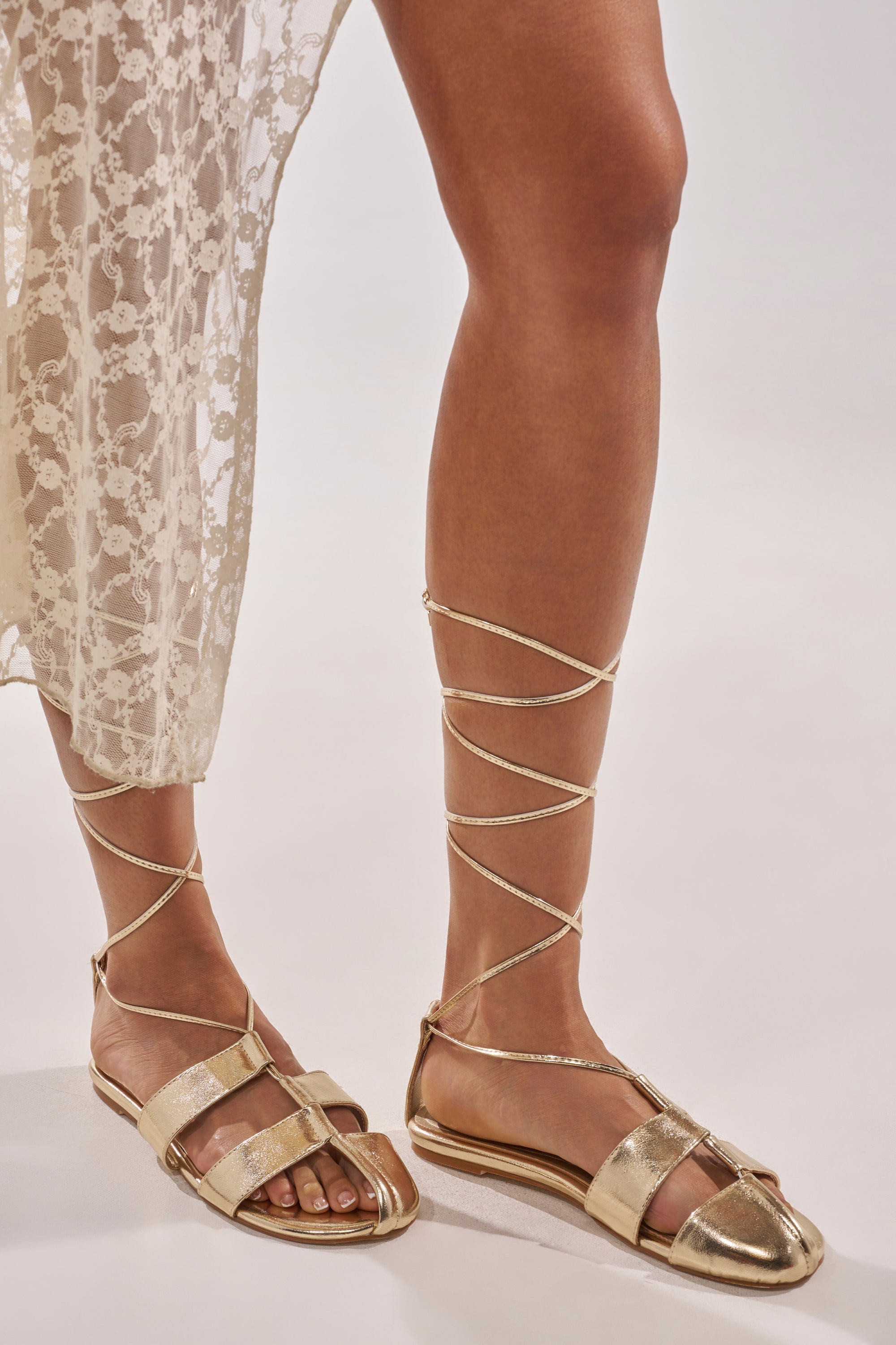 AZALEA WANG ICHIRO GOLD PEEP TOE FLAT