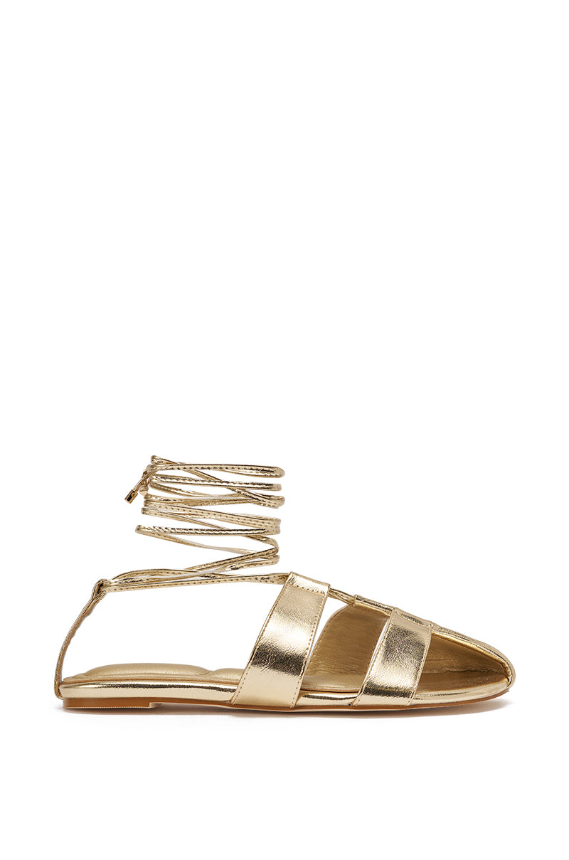 AZALEA WANG ICHIRO GOLD PEEP TOE FLAT