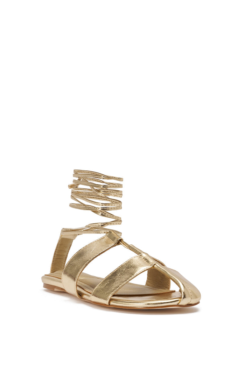 AZALEA WANG ICHIRO GOLD PEEP TOE FLAT