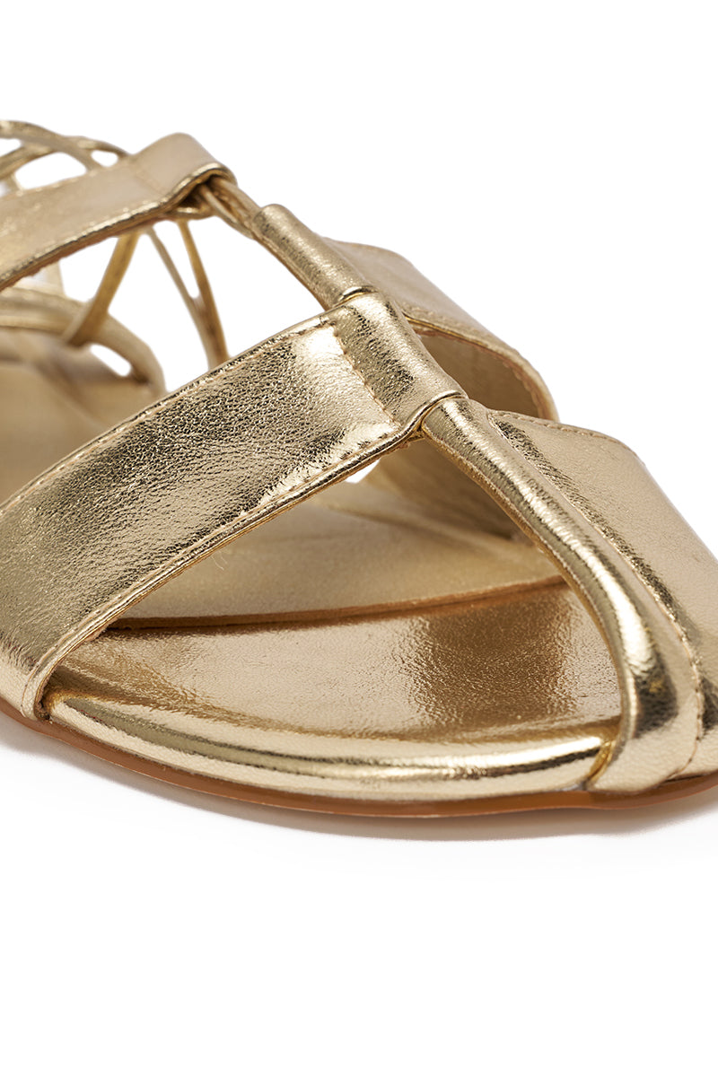 AZALEA WANG ICHIRO GOLD PEEP TOE FLAT