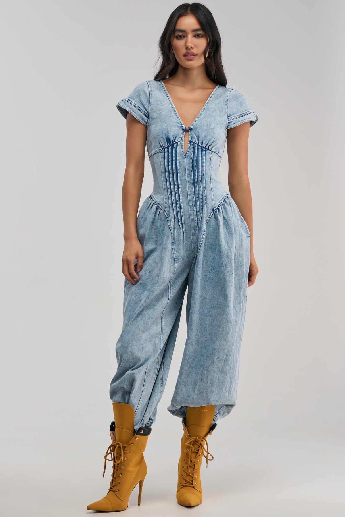MUST HAVE SHORT SLEEVE DENIM JUMPSUIT
