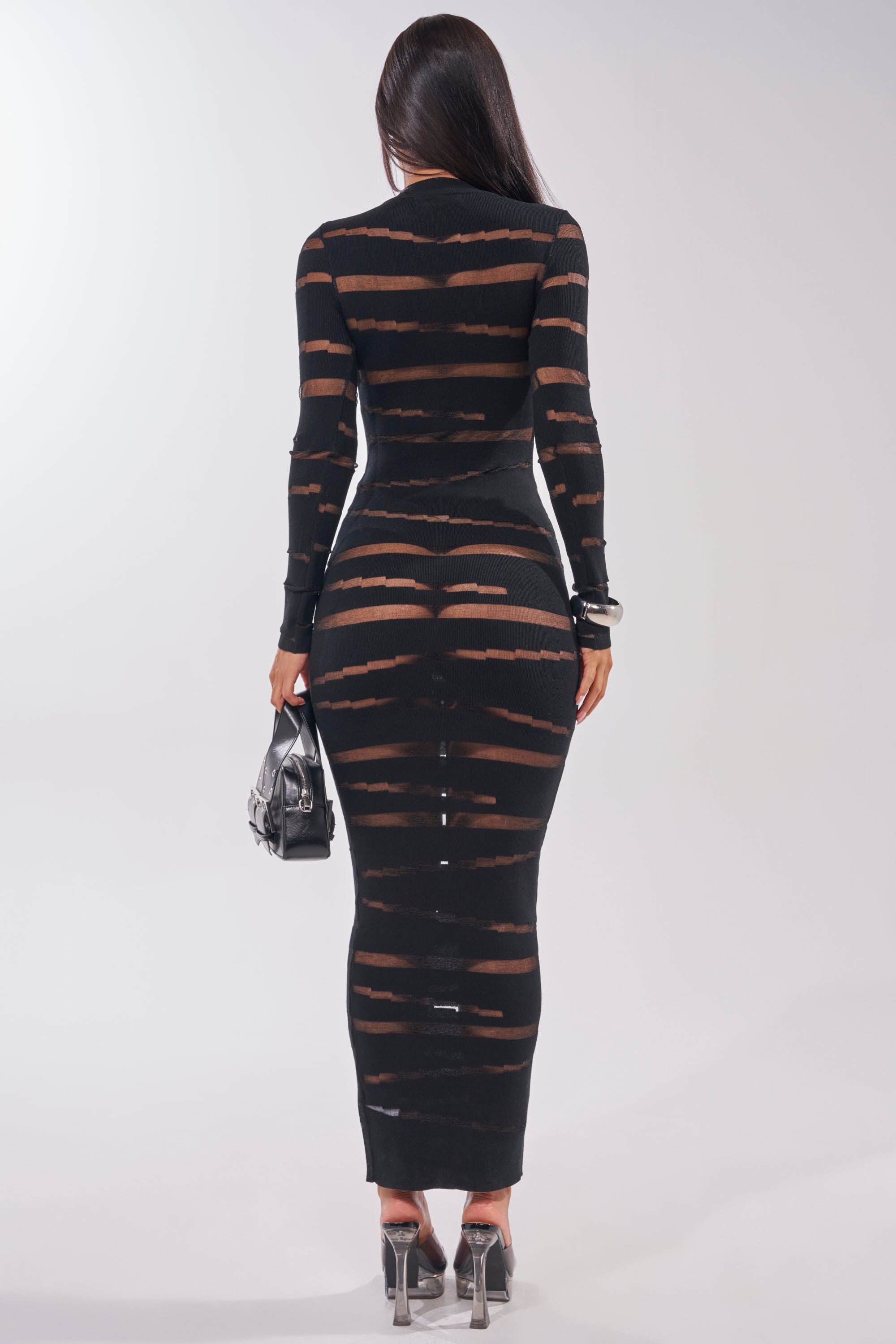 CUT IT OUT LONG SLEEVE KNIT MAXI DRESS