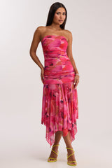 BRUNCH DATE MESH MIDI DRESS IN PINK MULTI